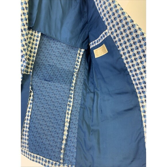 Ratner Clothes Hughes Hatcher Jacket Blue Pattern Houndstooth Blazer Mens M/L 40 - Picture 6 of 12